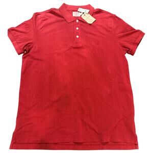Brooks Brothers Red Fleece Polo Shirt NWT Men's Large Red Garment Dyed Cotton